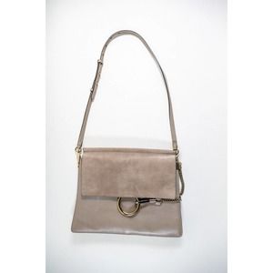Chloe Faye Shoulder Bag Leather Suede-trimmed Cloudy Neutrals Beige